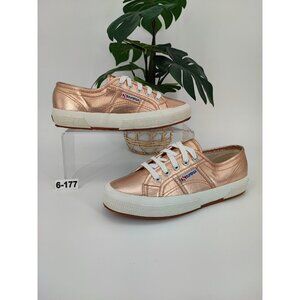 Superga Women's Trainers Metal Effect Rose Gold Low-Top Lace-up Sneakers Size 6